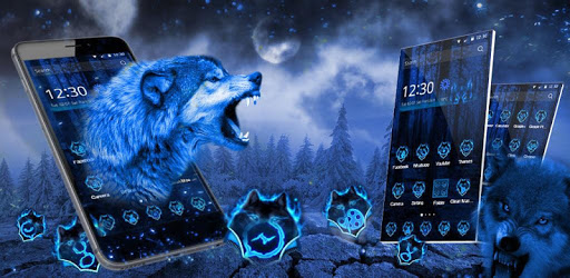 3D Neon Vivid Wolf Theme PC screenshot