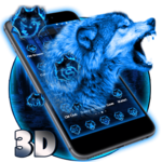 3D Neon Vivid Wolf Theme icon